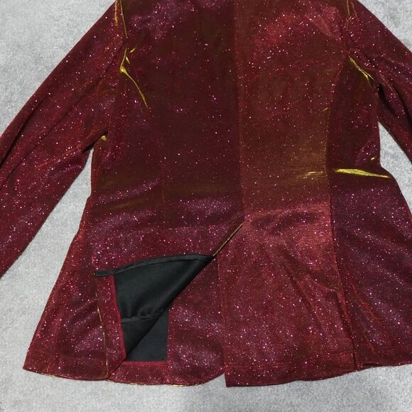 Rock & Roll Denim Blazer Jacket Women's Medium Red Color Changing Metallic - Picture 12 of 13
